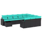 vidaXL 11 Piece Garden Sofa Set with Cushions Poly Rattan