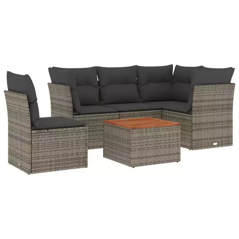 vidaXL 6 Piece Patio Sofa Set with Cushions Poly Rattan