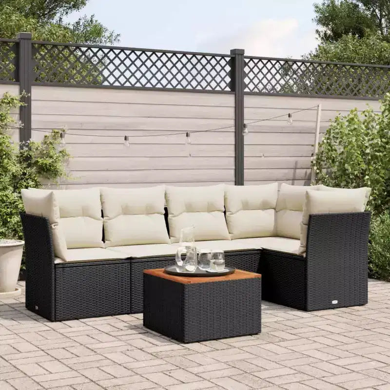 Set di divani da patio vidaXL da 6 pezzi con cuscini, polirattan