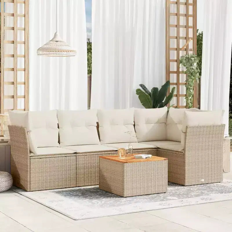 Set di divani da patio vidaXL da 6 pezzi con cuscini, polirattan
