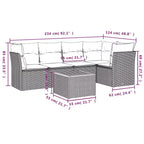 Set di divani da patio vidaXL da 6 pezzi con cuscini, polirattan