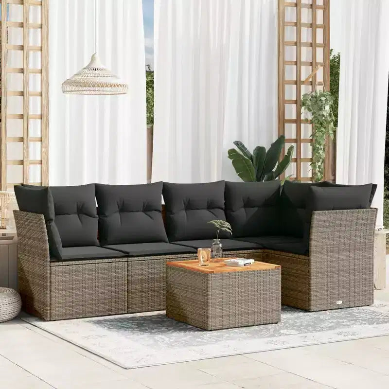 Set di divani da patio vidaXL da 6 pezzi con cuscini, polirattan
