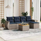 vidaXL 6-teiliges Gartensofa-Set mit Kissen Poly-Rattan