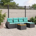 vidaXL 6-teiliges Gartensofa-Set mit Kissen Poly-Rattan