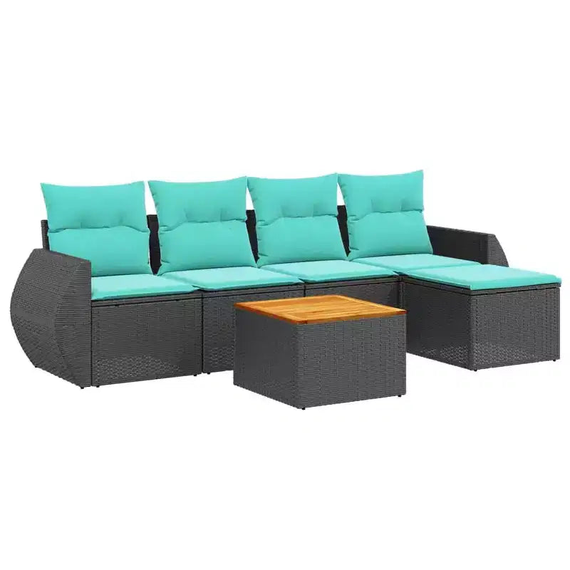 vidaXL 6 Piece Garden Sofa Set with Cushions Poly Rattan