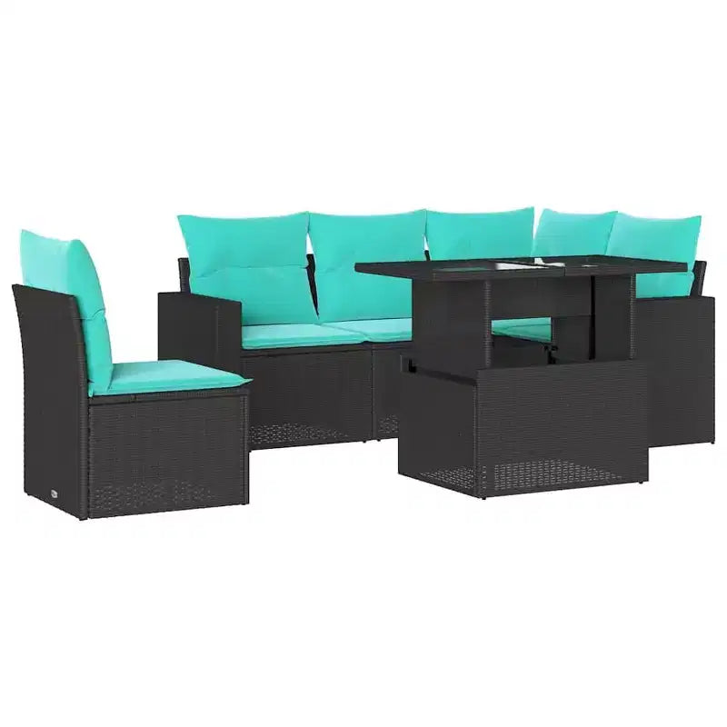vidaXL Patio Sofa Set with Cushions and Table Outdoor 6 Piece Poly Rattan