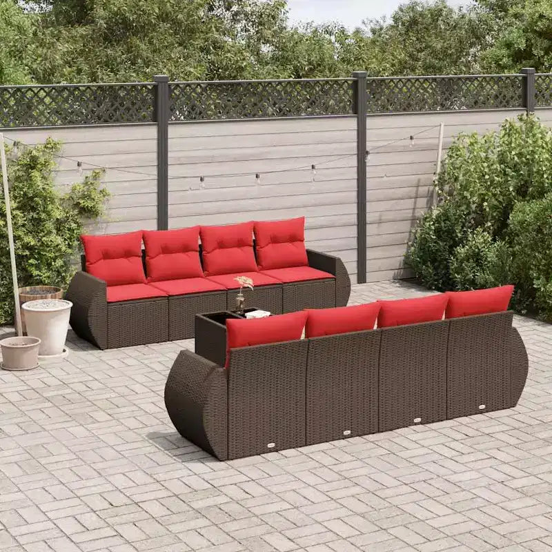 vidaXL Set da giardino da 9 pezzi con cuscini in polyrattan