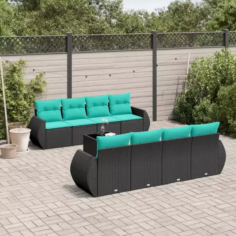 vidaXL Set da giardino da 9 pezzi con cuscini in polyrattan
