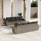 vidaXL Set da giardino da 9 pezzi con cuscini in polyrattan