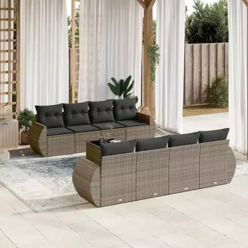 vidaXL Set da giardino da 9 pezzi con cuscini in polyrattan