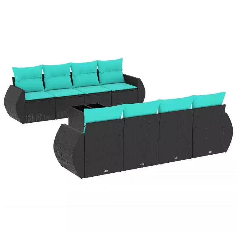 vidaXL 9 Piece Garden Sofa Set with Cushions Poly Rattan