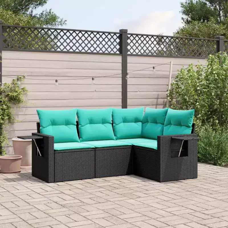Conjunto de sofá de jardín vidaXL con cojines, sofá modular de exterior, poliratán, varios colores y modelos