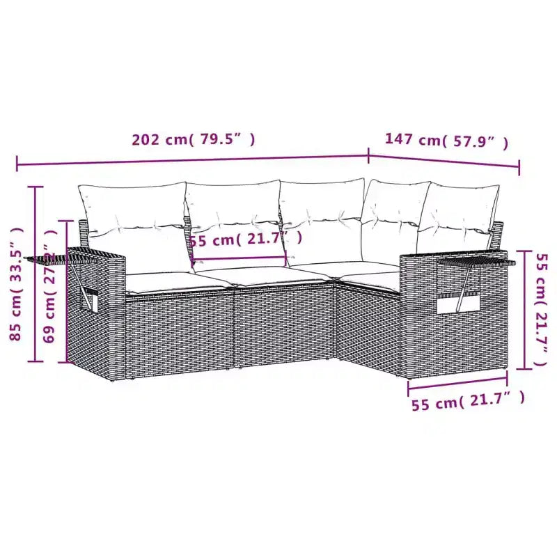 Conjunto de sofá de jardín vidaXL con cojines, sofá modular de exterior, poliratán, varios colores y modelos