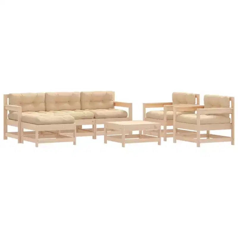 vidaXL Patio Lounge Set with Cushions Outdoor Furniture Set 7 Piece Solid Wood