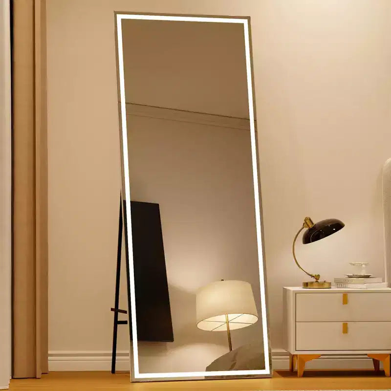 COZONY 70x28 LED Full Length Mirror, Dimmable 3-Color Light, Wall Mounted/Freestanding Full Body Floor Mirror, Metal Frame