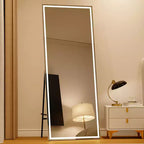 COZONY 70x28 LED Full Length Mirror, Dimmable 3-Color Light, Wall Mounted/Freestanding Full Body Floor Mirror, Metal Frame