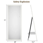 Miroir pleine longueur LED COZONY 70x28, éclairage réglable à 3 couleurs, miroir sur pied ou à fixation murale avec cadre métallique