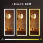 Miroir pleine longueur LED COZONY 70x28, éclairage réglable à 3 couleurs, miroir sur pied ou à fixation murale avec cadre métallique