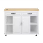 47 mobile kitchen island cart with wheels, extendable dining table, power outlet, 2 drawers & 2 cabinetsversatile storage solution