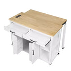 47 mobile kitchen island cart with wheels, extendable dining table, power outlet, 2 drawers & 2 cabinetsversatile storage solution