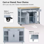 47 mobile kitchen island cart with wheels, extendable dining table, power outlet, 2 drawers & 2 cabinetsversatile storage solution
