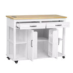 47 mobile kitchen island cart with wheels, extendable dining table, power outlet, 2 drawers & 2 cabinetsversatile storage solution