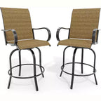 COZONY Outdoor Swivel Bar Stool Set of 2, All Weather High Back Armrest Patio Chairs for Deck Lawn Garden Backyard