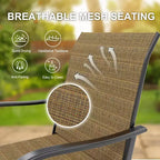 Ensemble de 2 tabourets de bar pivotants d’extérieur COZONY, chaises de jardin à dossier haut et accoudoirs, tous temps, pour terrasse, pelouse, jardin et arrière-cour
