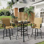 Ensemble de 2 tabourets de bar pivotants d’extérieur COZONY, chaises de jardin à dossier haut et accoudoirs, tous temps, pour terrasse, pelouse, jardin et arrière-cour