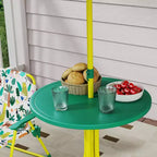 Table de pique-nique pour enfants Qaba avec 2 chaises pliantes et parasol, thème jungle, mobilier d’extérieur portable pour enfants, pour cour, jardin ou terrasse, vert