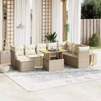Set di divani da giardino vidaXL da 9 pezzi con cuscini, polyrattan e acacia