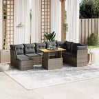 Set di divani da giardino vidaXL da 9 pezzi con cuscini, polyrattan e acacia