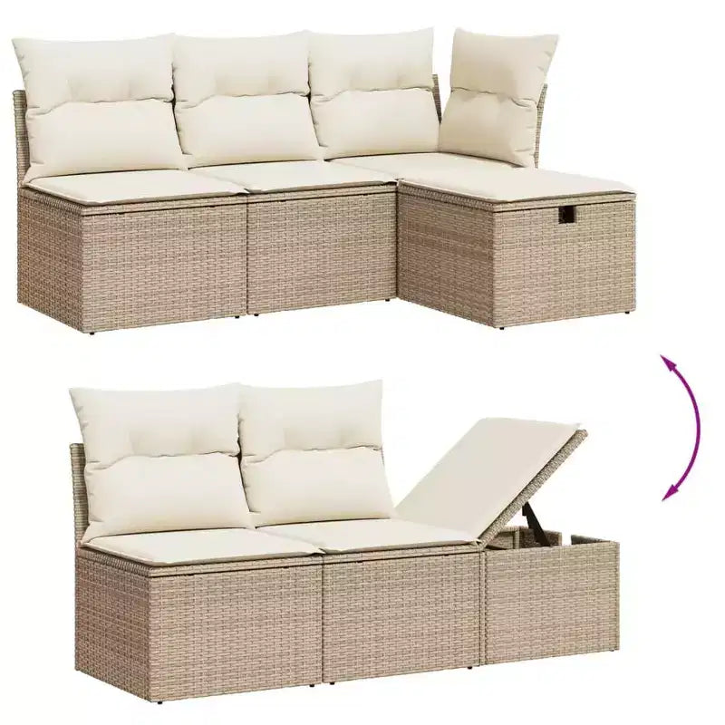 Set di divani da giardino vidaXL da 9 pezzi con cuscini, polyrattan e acacia