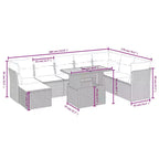 Set di divani da giardino vidaXL da 9 pezzi con cuscini, polyrattan e acacia