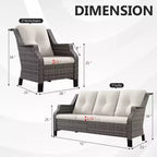 UPTIOT minden időjárási körülménynek ellenálló kültéri teraszkanapé ergonomikus kartámaszokkal és prémium párnákkal