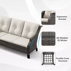 UPTIOT minden időjárási körülménynek ellenálló kültéri teraszkanapé ergonomikus kartámaszokkal és prémium párnákkal