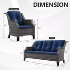UPTIOT minden időjárási körülménynek ellenálló kültéri teraszkanapé ergonomikus kartámaszokkal és prémium párnákkal