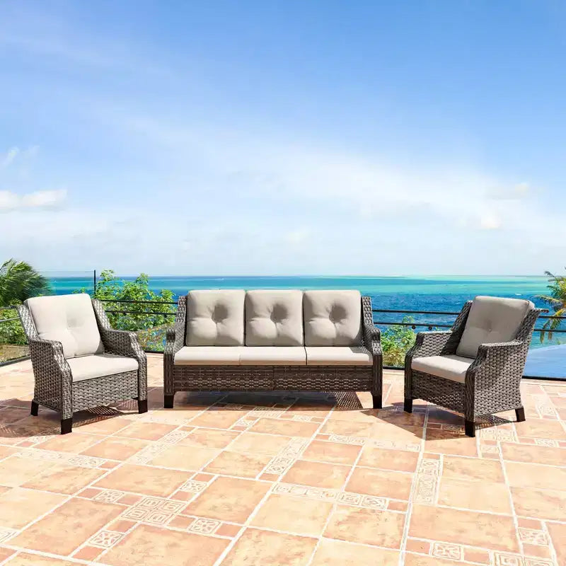 UPTIOT All-Weather Outdoor Patio Sofa with Ergonomic Armrests and Premium Cushions