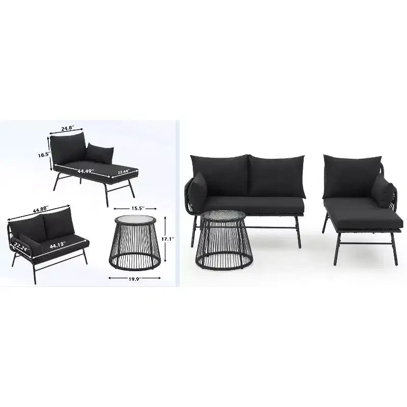 Ensemble EROMMY de 3 pièces pour conversation sur la terrasse