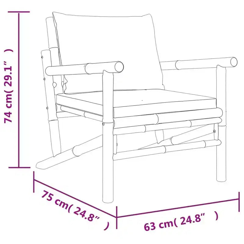 Set da salotto da patio vidaXL da 5 pezzi con cuscini, in bambù