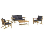 Set da salotto da patio vidaXL da 5 pezzi con cuscini, in bambù