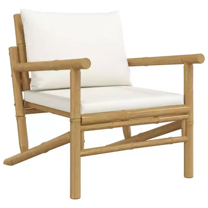 Set da salotto da patio vidaXL da 5 pezzi con cuscini, in bambù