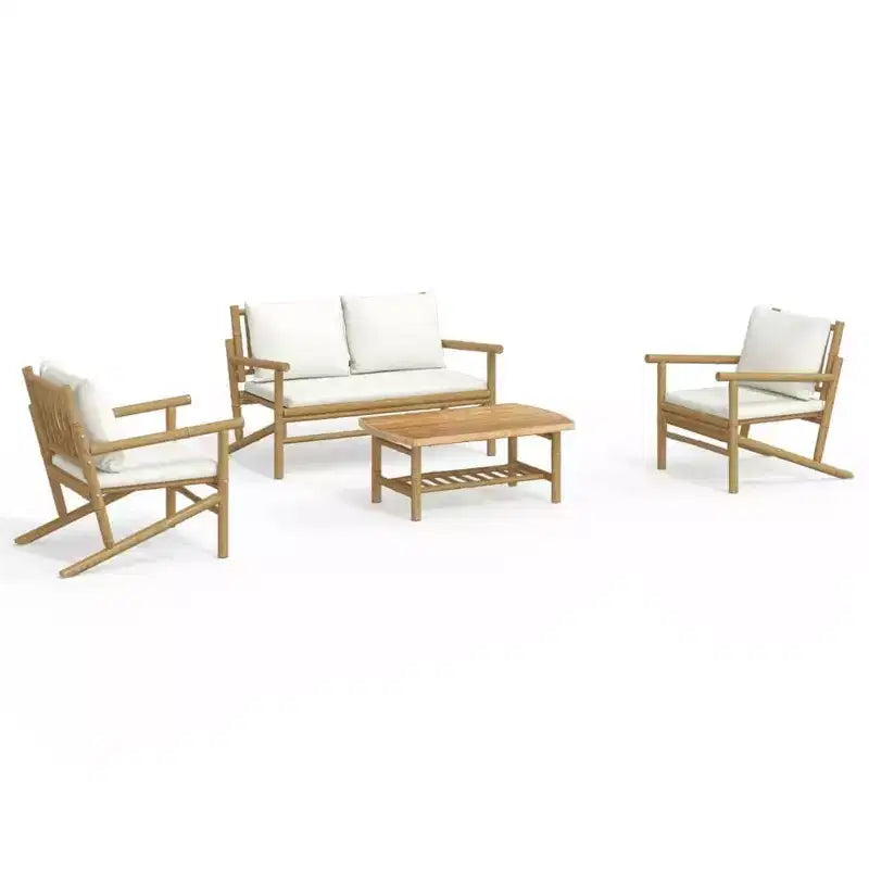 vidaXL 5 Piece Patio Lounge Set with Cushions Bamboo