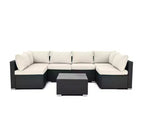 LAUSAINT HOME 7-delige wicker loungeset met beige kussens