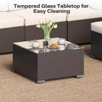 LAUSAINT HOME 7-delige wicker loungeset met beige kussens