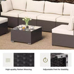 LAUSAINT HOME 7-delige wicker loungeset met beige kussens