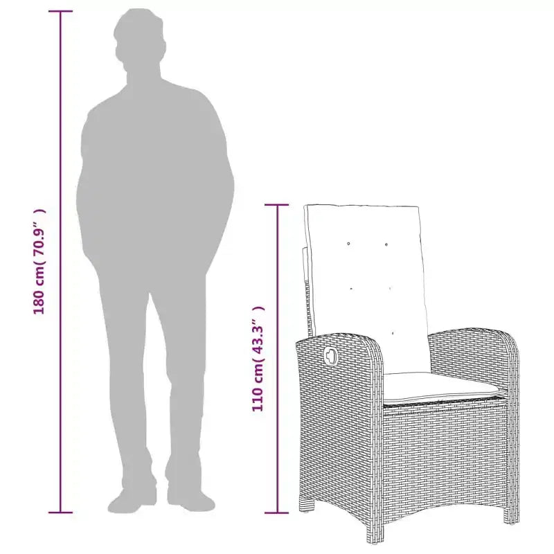 Set da pranzo da giardino vidaXL di tendenza con cuscini in polirattan