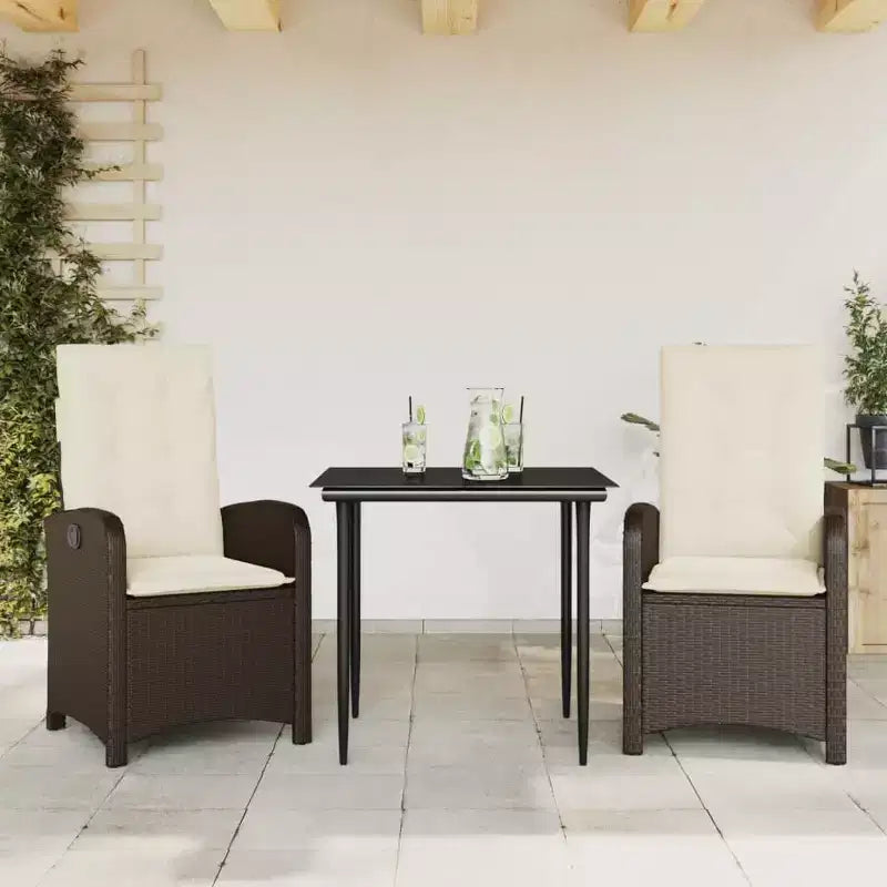 Set da pranzo da giardino vidaXL di tendenza con cuscini in polirattan