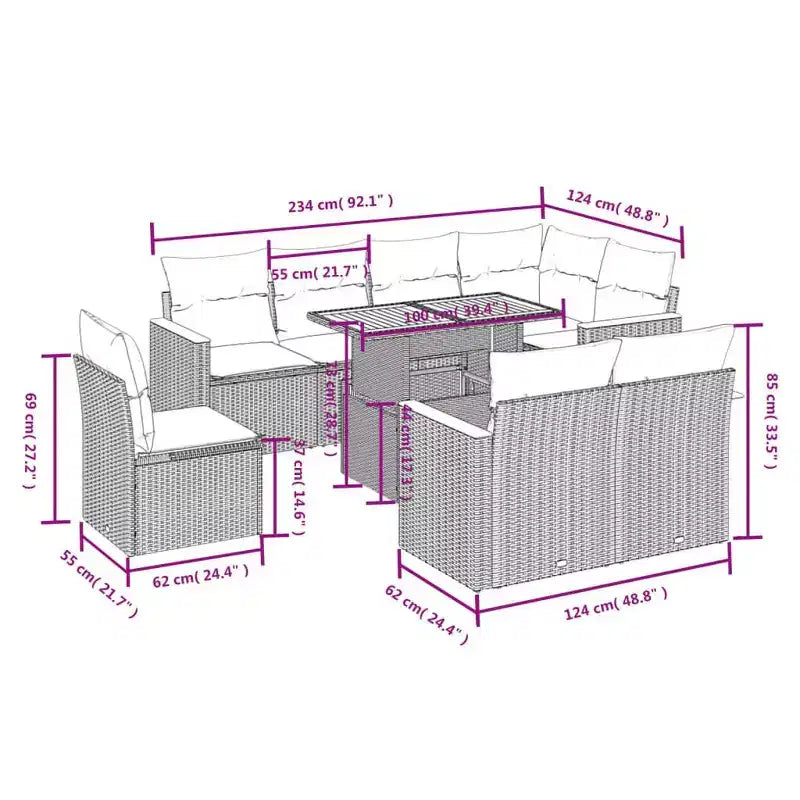vidaXL loungeset voor buiten met kussens in,, en opties
