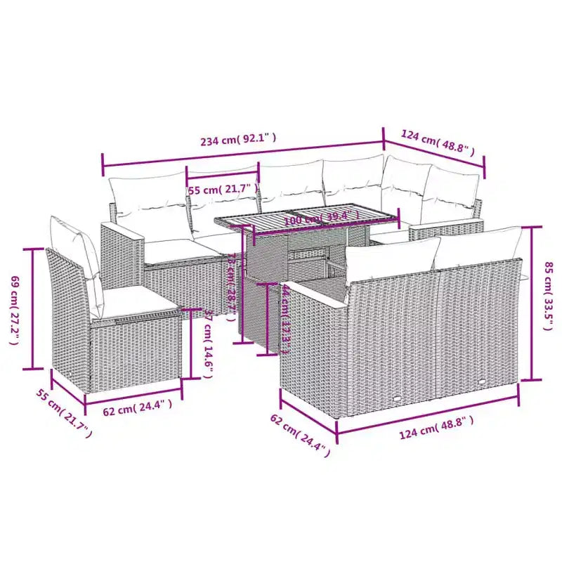 vidaXL loungeset voor buiten met kussens in,, en opties